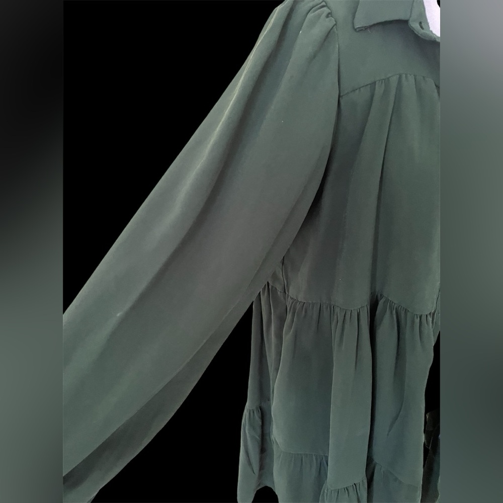 Zara Dark Green Tiered Dress - Picture 6 of 10